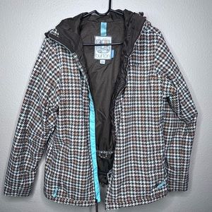 BURTON Helsinki Houndstooth Snowboarding Long Sleeve Full zip hooded Jacket